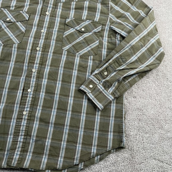 VINTAGE Gap Shirt Mens XL Green Plaid Western Pearl Snap Cowboy Y2K - Picture 4 of 14